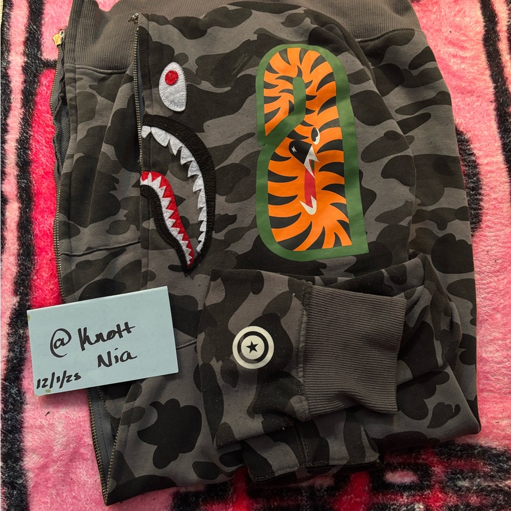 Bape Camouflage Shark full zip hoodie - Black and Gray
